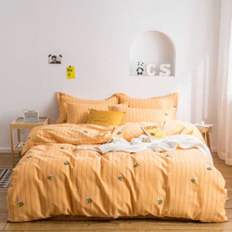 Single Double Bed Custom Print Bedding Set, Autumn And Winter Design Cotton Sanding Bed Sheet Sets/