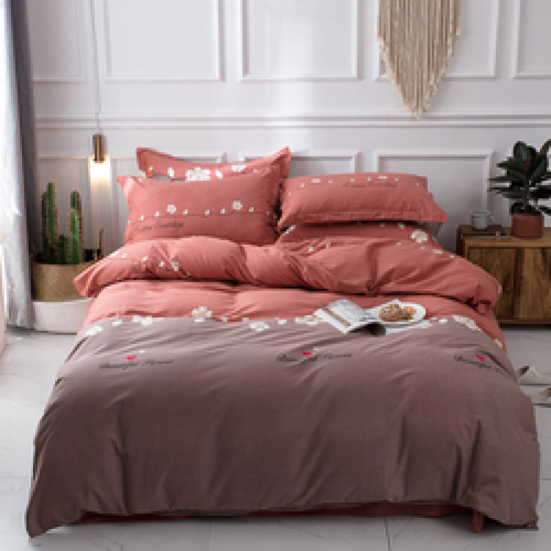 Single Double Bed Custom Print Bedding Set, Autumn And Winter Design Cotton Sanding Bed Sheet Sets/