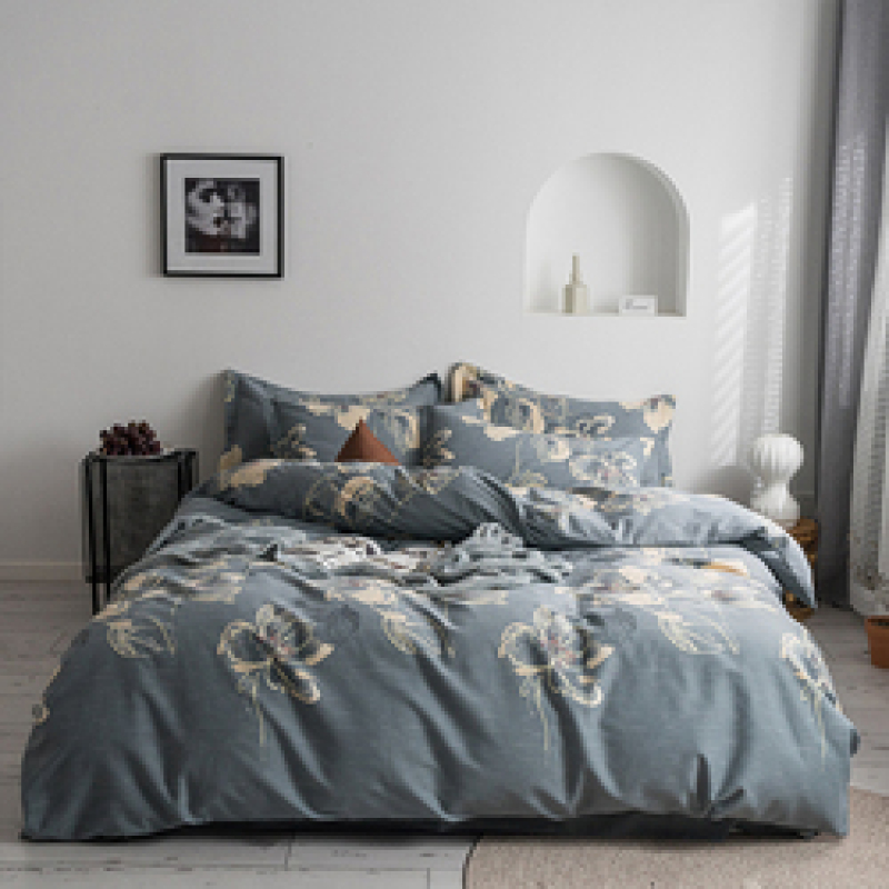 Single Double Bed Custom Print Bedding Set, Autumn And Winter Design Cotton Sanding Bed Sheet Sets/