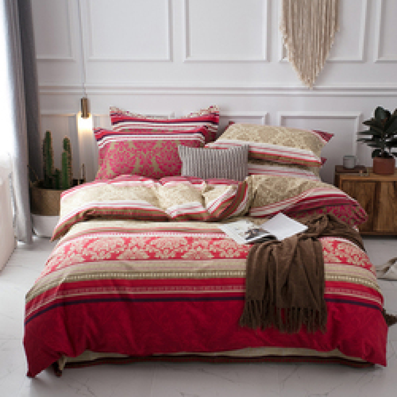 Single Double Bed Custom Print Bedding Set, Autumn And Winter Design Cotton Sanding Bed Sheet Sets/