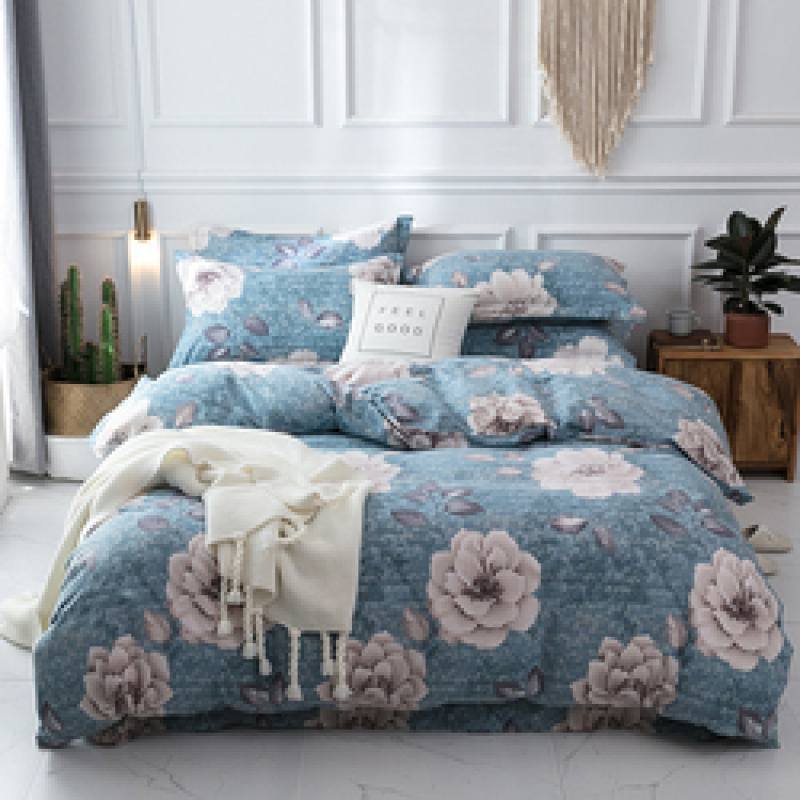 Single Double Bed Custom Print Bedding Set, Autumn And Winter Design Cotton Sanding Bed Sheet Sets/