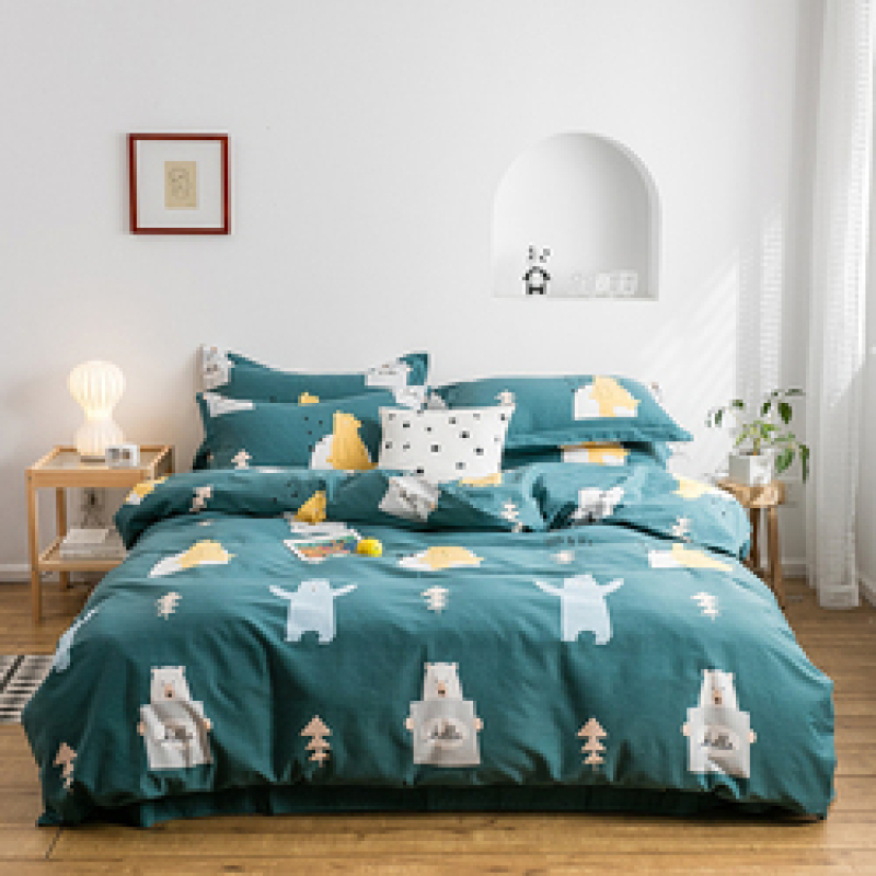 Single Double Bed Custom Print Bedding Set, Autumn And Winter Design Cotton Sanding Bed Sheet Sets/