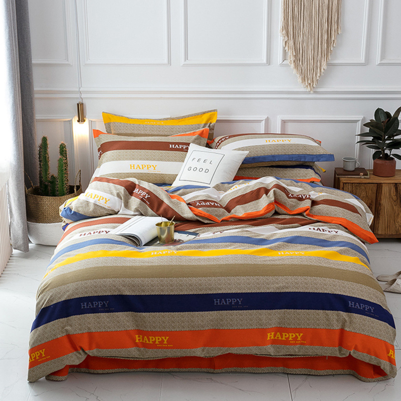 Single Double Bed Custom Print Bedding Set, Autumn And Winter Design Cotton Sanding Bed Sheet Sets/