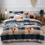 Single Double Bed Custom Print Bedding Set, Autumn And Winter Design Cotton Sanding Bed Sheet Sets/