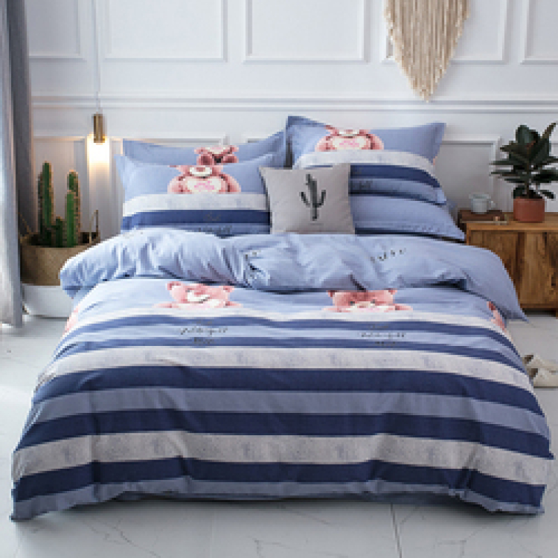 Single Double Bed Custom Print Bedding Set, Autumn And Winter Design Cotton Sanding Bed Sheet Sets/
