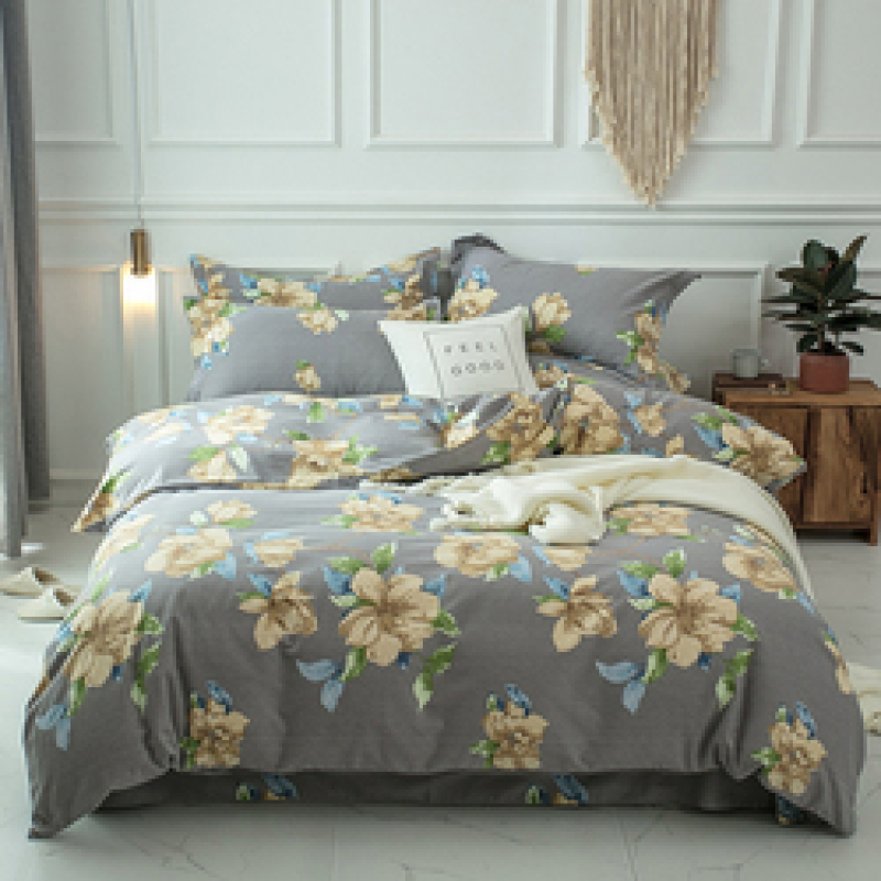 Single Double Bed Custom Print Bedding Set, Autumn And Winter Design Cotton Sanding Bed Sheet Sets/