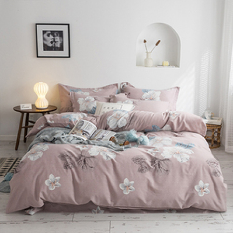 Single Double Bed Custom Print Bedding Set, Autumn And Winter Design Cotton Sanding Bed Sheet Sets/