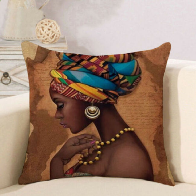 African Tribal Women Print Throw Pillow Cases Waist Cushion Covers Home Decor,Lounge Printed Cushion Cover/