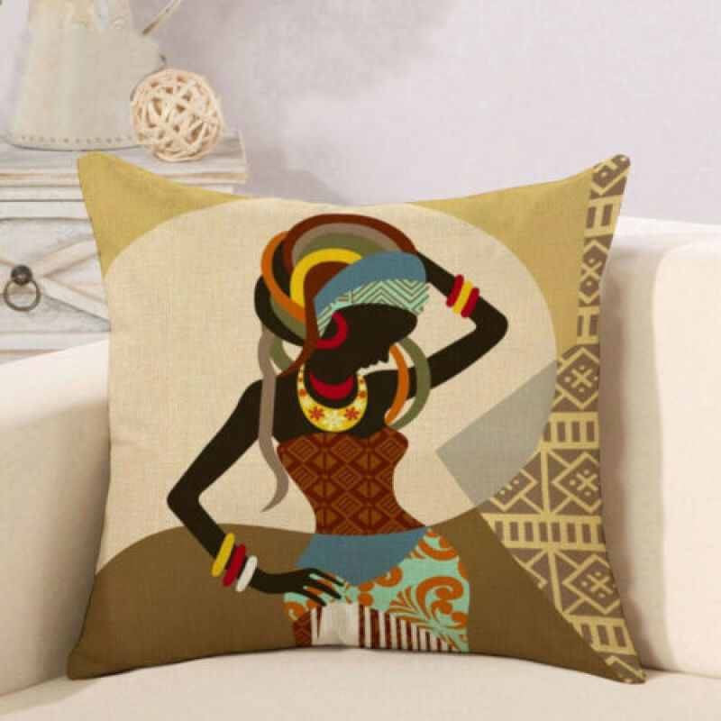 African Tribal Women Print Throw Pillow Cases Waist Cushion Covers Home Decor,Lounge Printed Cushion Cover/