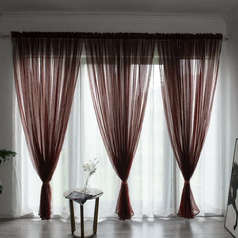 Textile 100% Polyester red sheer voile window curtain shaoxing