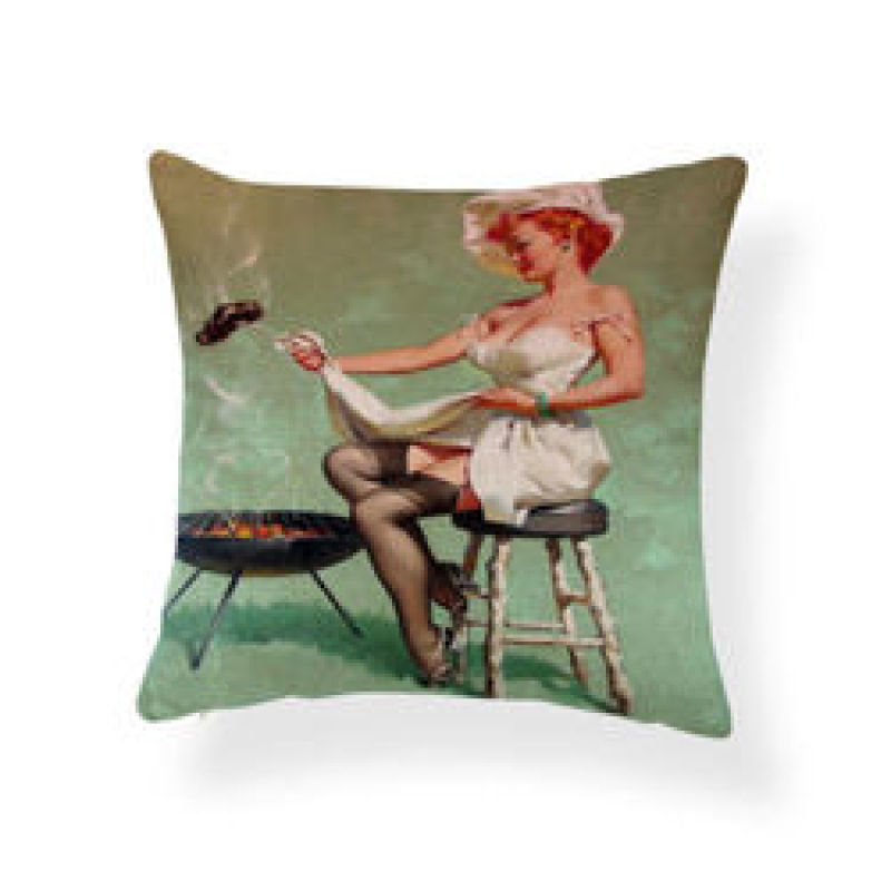 Character Girl Cartoon Cushion Cover Sexy Cactus Cowboy Pillow Case Western,Bolster Latest Design Cushion Cover/