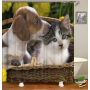 Made In China Custom Design Bath Rug Shower Curtain, Cute Pets Printed Wholesale Waterproof Shower Curtain#