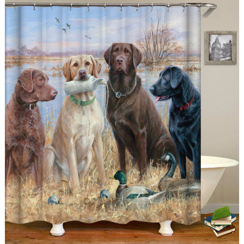 Made In China Custom Design Bath Rug Shower Curtain, Cute Pets Printed Wholesale Waterproof Shower Curtain#