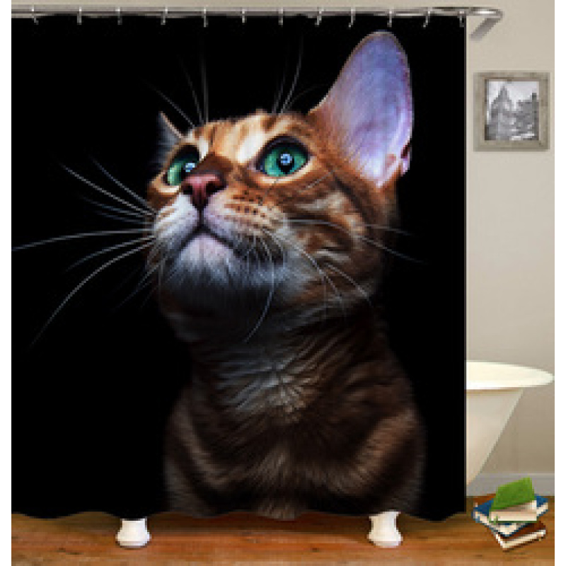 Made In China Custom Design Bath Rug Shower Curtain, Cute Pets Printed Wholesale Waterproof Shower Curtain#