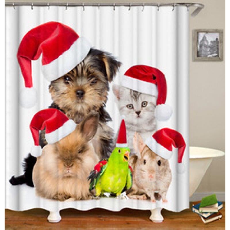 Made In China Custom Design Bath Rug Shower Curtain, Cute Pets Printed Wholesale Waterproof Shower Curtain#