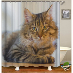 Made In China Custom Design Bath Rug Shower Curtain, Cute Pets Printed Wholesale Waterproof Shower Curtain#