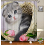 Made In China Custom Design Bath Rug Shower Curtain, Cute Pets Printed Wholesale Waterproof Shower Curtain#