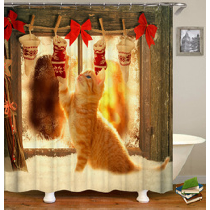 Made In China Custom Design Bath Rug Shower Curtain, Cute Pets Printed Wholesale Waterproof Shower Curtain#
