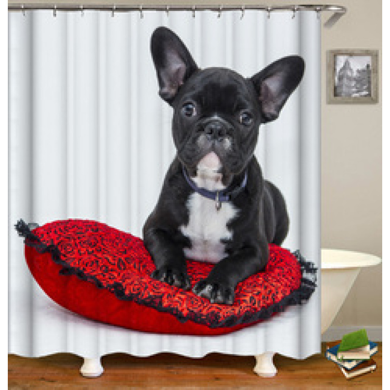 Made In China Custom Design Bath Rug Shower Curtain, Cute Pets Printed Wholesale Waterproof Shower Curtain#