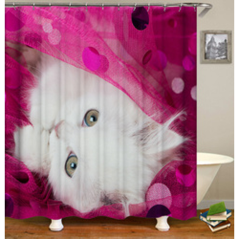 Made In China Custom Design Bath Rug Shower Curtain, Cute Pets Printed Wholesale Waterproof Shower Curtain#