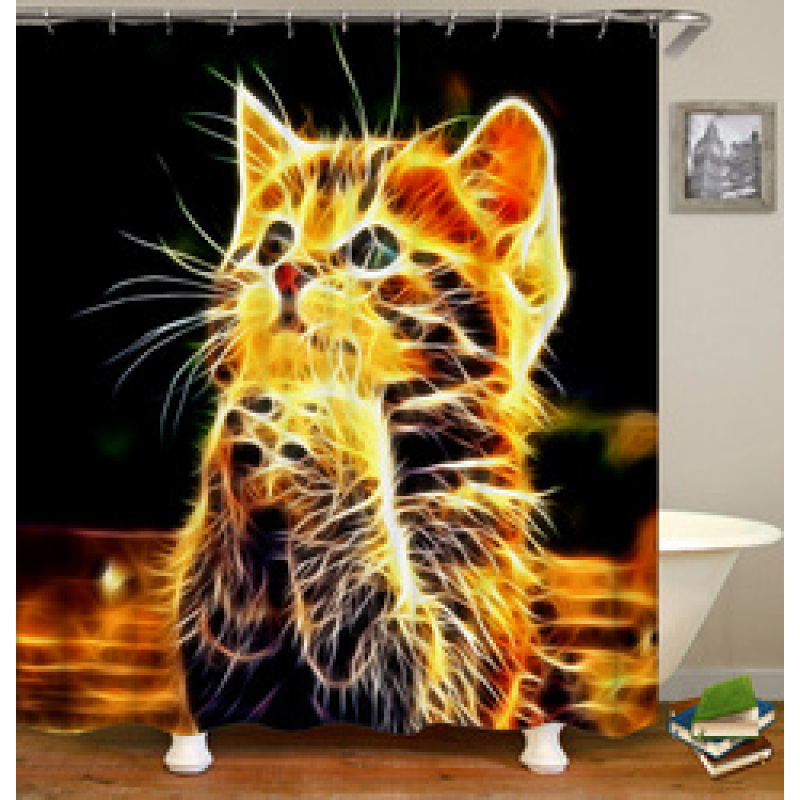 Made In China Custom Design Bath Rug Shower Curtain, Cute Pets Printed Wholesale Waterproof Shower Curtain#
