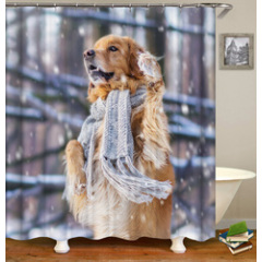 Made In China Custom Design Bath Rug Shower Curtain, Cute Pets Printed Wholesale Waterproof Shower Curtain#