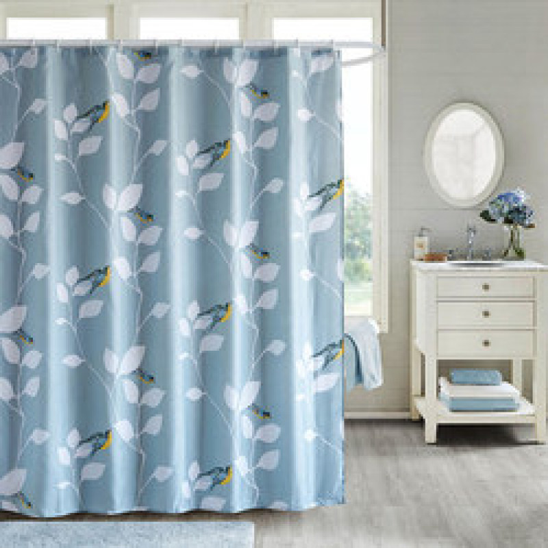 Cartoon Blue Bird Bathroom Waterproof Curtain, Shower Curtain Thickening Mildew Set Free Punch/