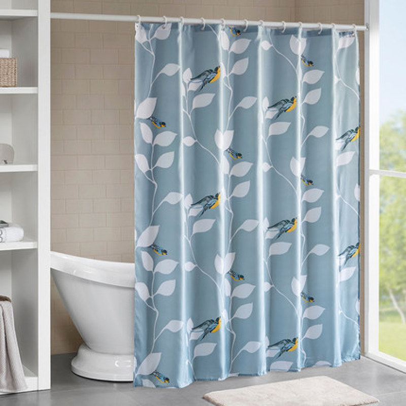 Cartoon Blue Bird Bathroom Waterproof Curtain, Shower Curtain Thickening Mildew Set Free Punch/