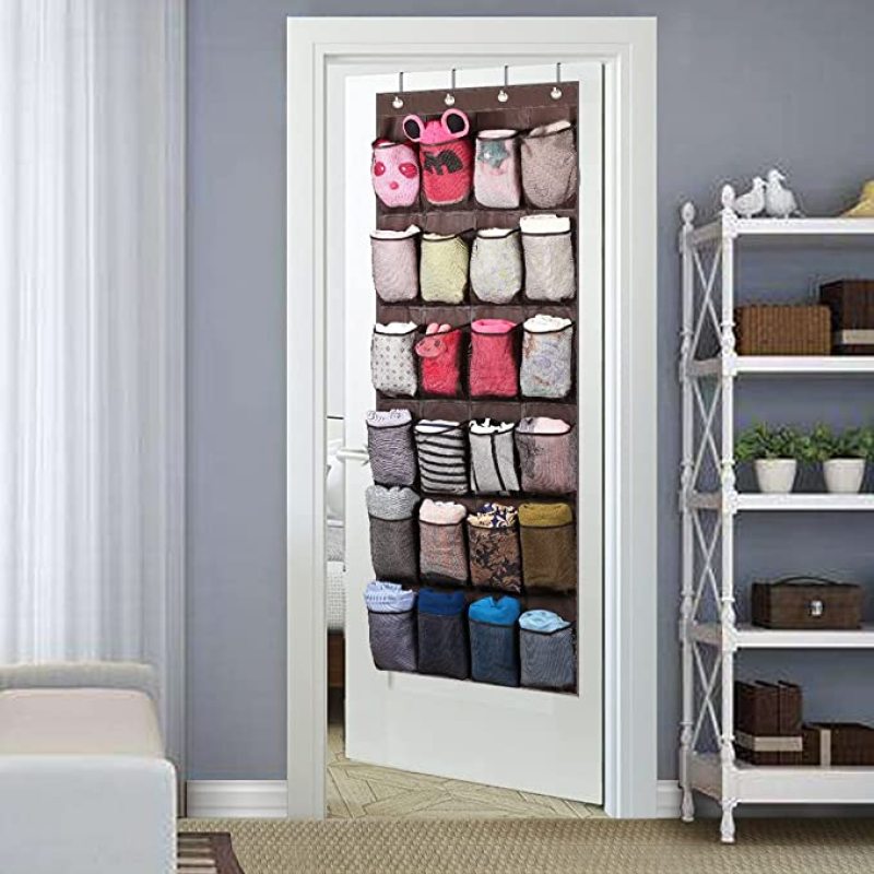 Saving Space Hanging Shoe Holder For Maximizing Shoe Storage Over Door Hanging Organizer With 24 Clear Pockets And 4 Hooks
