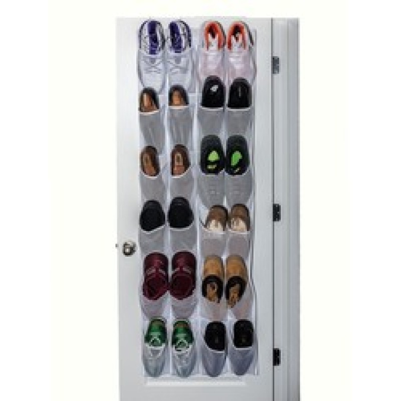 Saving Space Hanging Shoe Holder For Maximizing Shoe Storage Over Door Hanging Organizer With 24 Clear Pockets And 4 Hooks
