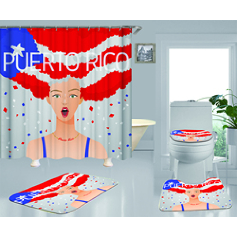 Wholesale Designer Shower Curtains And Rug Set, Popular Puerto Rico Shower Curtains#