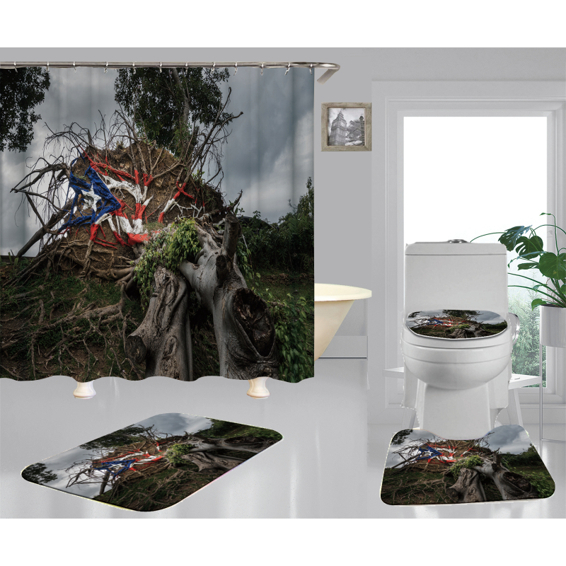 Wholesale Designer Shower Curtains And Rug Set, Popular Puerto Rico Shower Curtains#