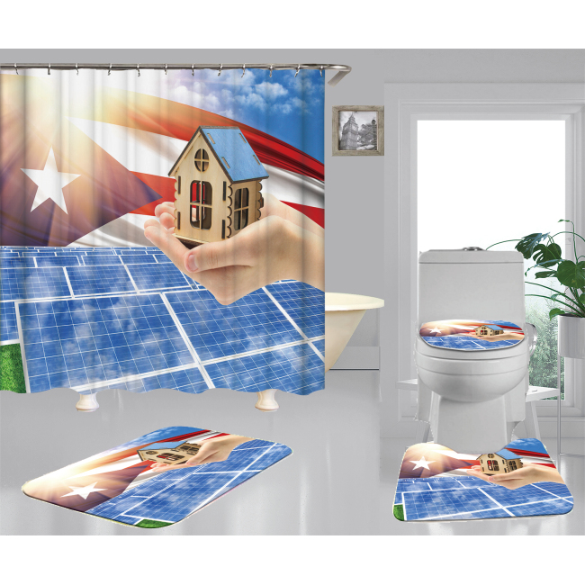 Wholesale Designer Shower Curtains And Rug Set, Popular Puerto Rico Shower Curtains#