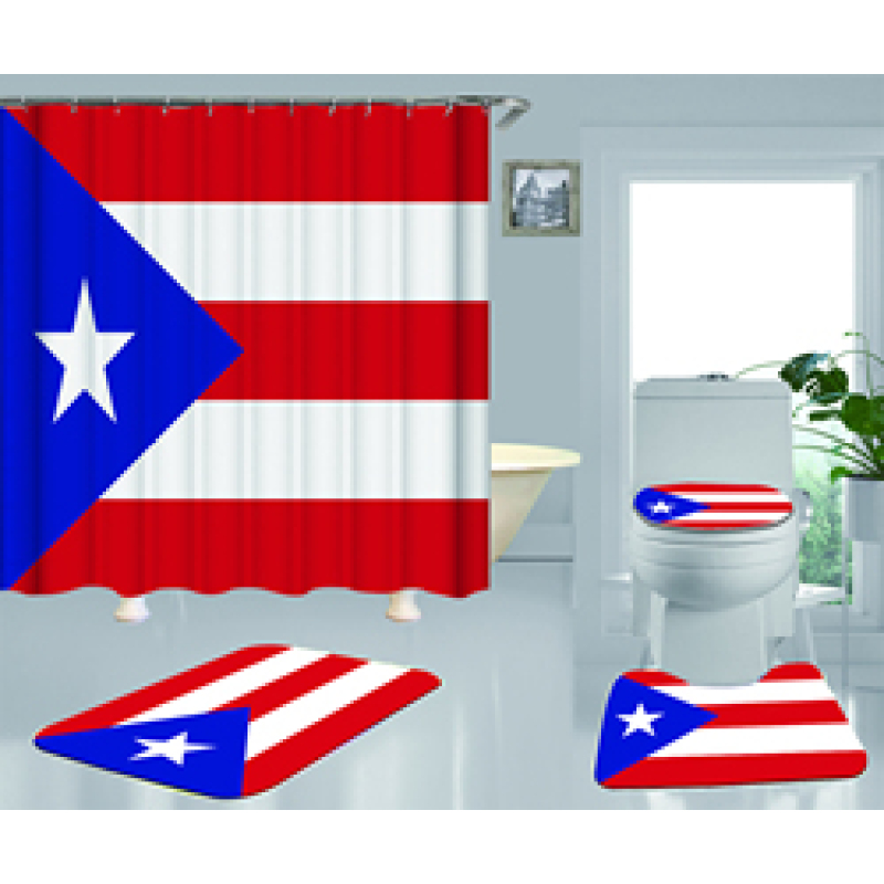 Wholesale Designer Shower Curtains And Rug Set, Popular Puerto Rico Shower Curtains#