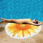 Custom Fruit Print Beach Towel, OEM Round Personalized Bath Towel With Tassel#