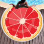 Custom Fruit Print Beach Towel, OEM Round Personalized Bath Towel With Tassel#