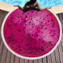 Custom Fruit Print Beach Towel, OEM Round Personalized Bath Towel With Tassel#