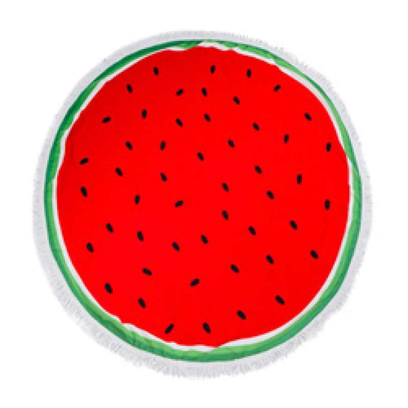 Custom Fruit Print Beach Towel, OEM Round Personalized Bath Towel With Tassel#