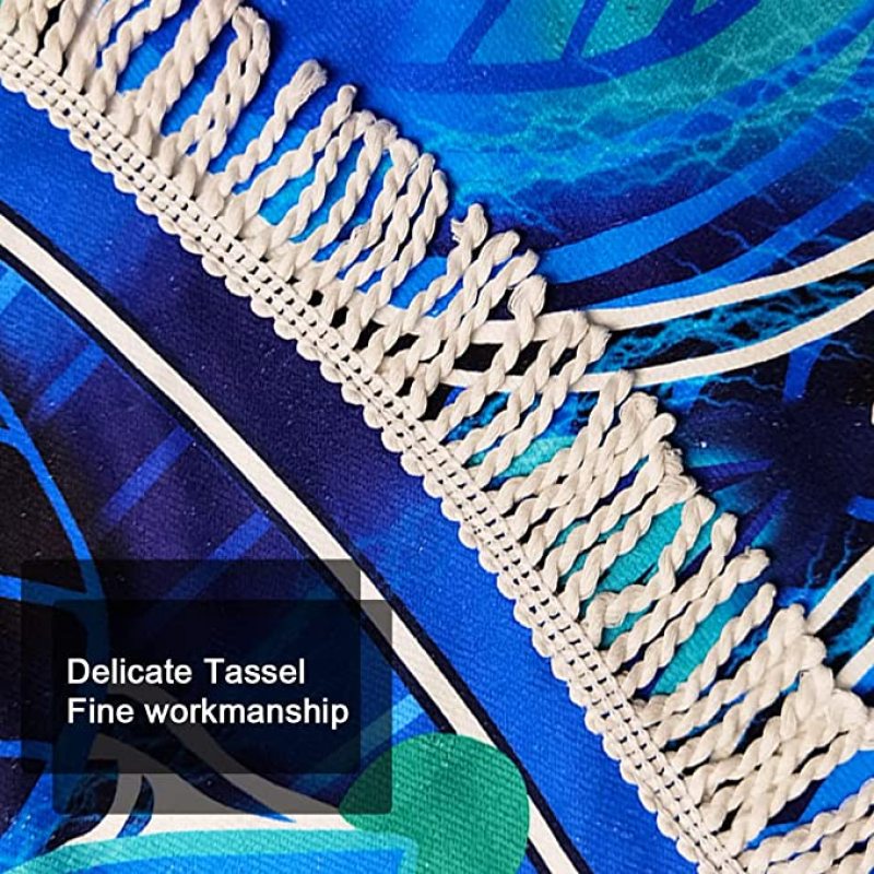 Custom Fruit Print Beach Towel, OEM Round Personalized Bath Towel With Tassel#