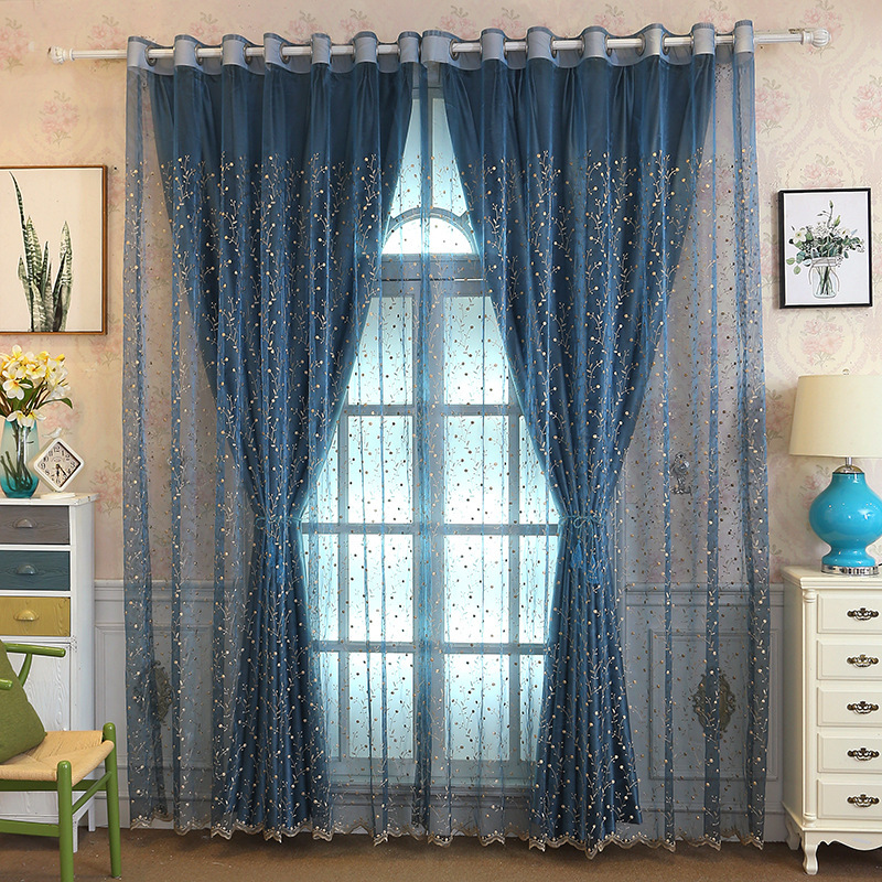 Fire retardant blackout lace curtain fabric, New product ideas 2019 chinese embroidery modern floral window curtain