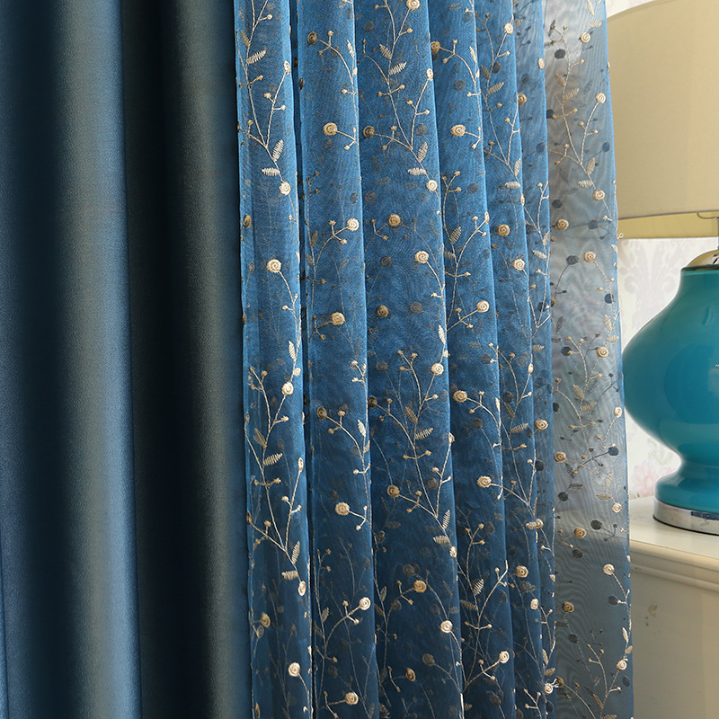 Fire retardant blackout lace curtain fabric, New product ideas 2019 chinese embroidery modern floral window curtain