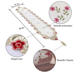 Wholesale Rustic Embroidered Lace Farmhouse 15.7x96.8 Macrame Table Runner For Living Room Kitchen Table Cover