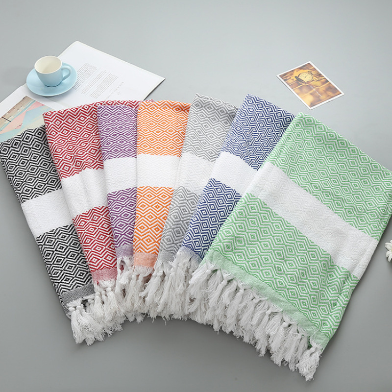 High Quality Turkish Beach Towel, Soft Cotton Polyester Beach Towels for Travel with Tassel#