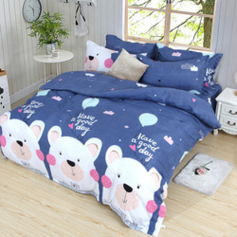 4 Piece Suit Bedding Set Baby Bedsheet, 1.2M 1.8M Cartoon Skin-Friendly Bedding Sets/