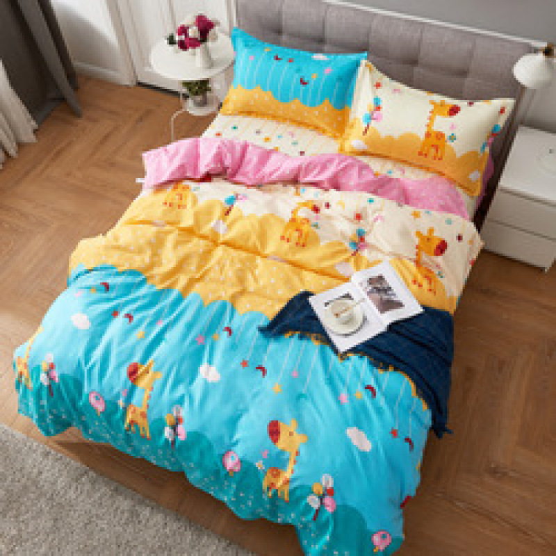 4 Piece Suit Bedding Set Baby Bedsheet, 1.2M 1.8M Cartoon Skin-Friendly Bedding Sets/