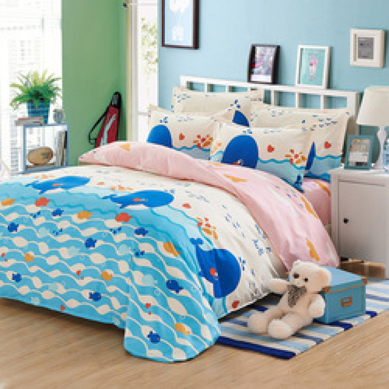 4 Piece Suit Bedding Set Baby Bedsheet, 1.2M 1.8M Cartoon Skin-Friendly Bedding Sets/