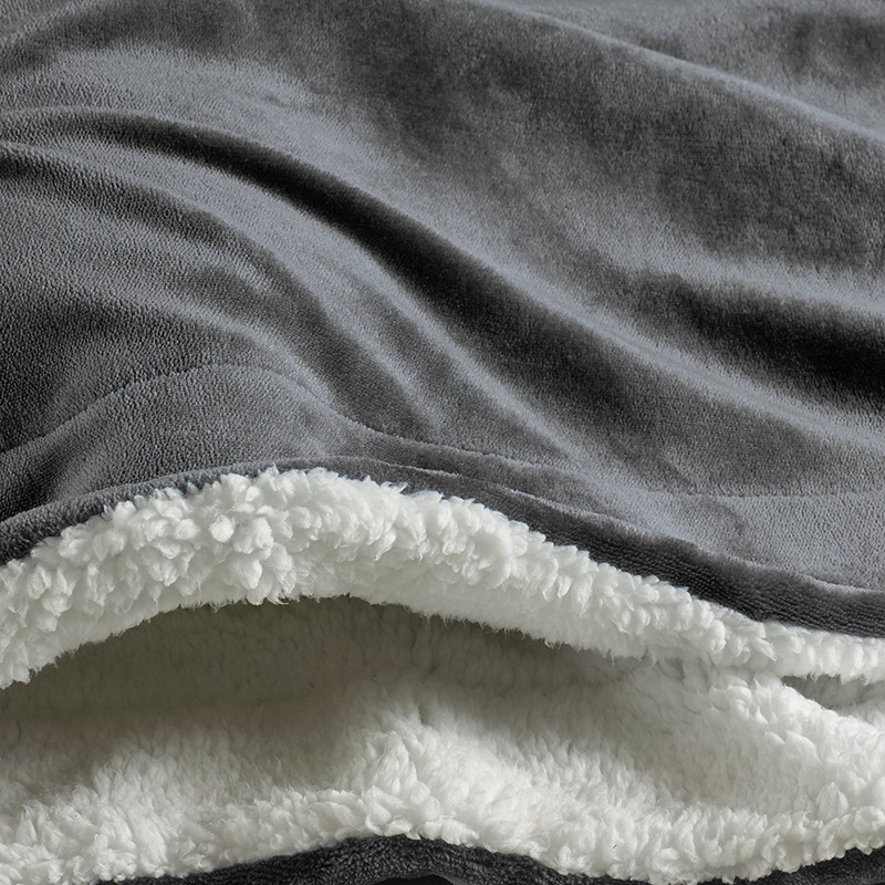 Two-Sided Living Sherpa Blankets, Extra Thick Warm Sofa Blanket / Couch Blanket Made Of Sherpa And Fleece /