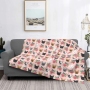 French Bulldog Faces Pink Cute Dog Blanket Flannel Textile Breathable Lightweight Throw Blankets for Home Outdoor Bedspread/