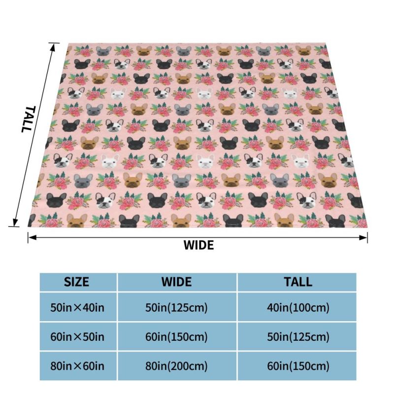 French Bulldog Faces Pink Cute Dog Blanket Flannel Textile Breathable Lightweight Throw Blankets for Home Outdoor Bedspread/