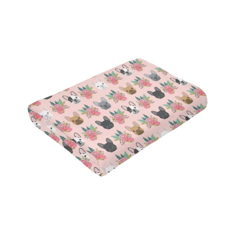 French Bulldog Faces Pink Cute Dog Blanket Flannel Textile Breathable Lightweight Throw Blankets for Home Outdoor Bedspread/
